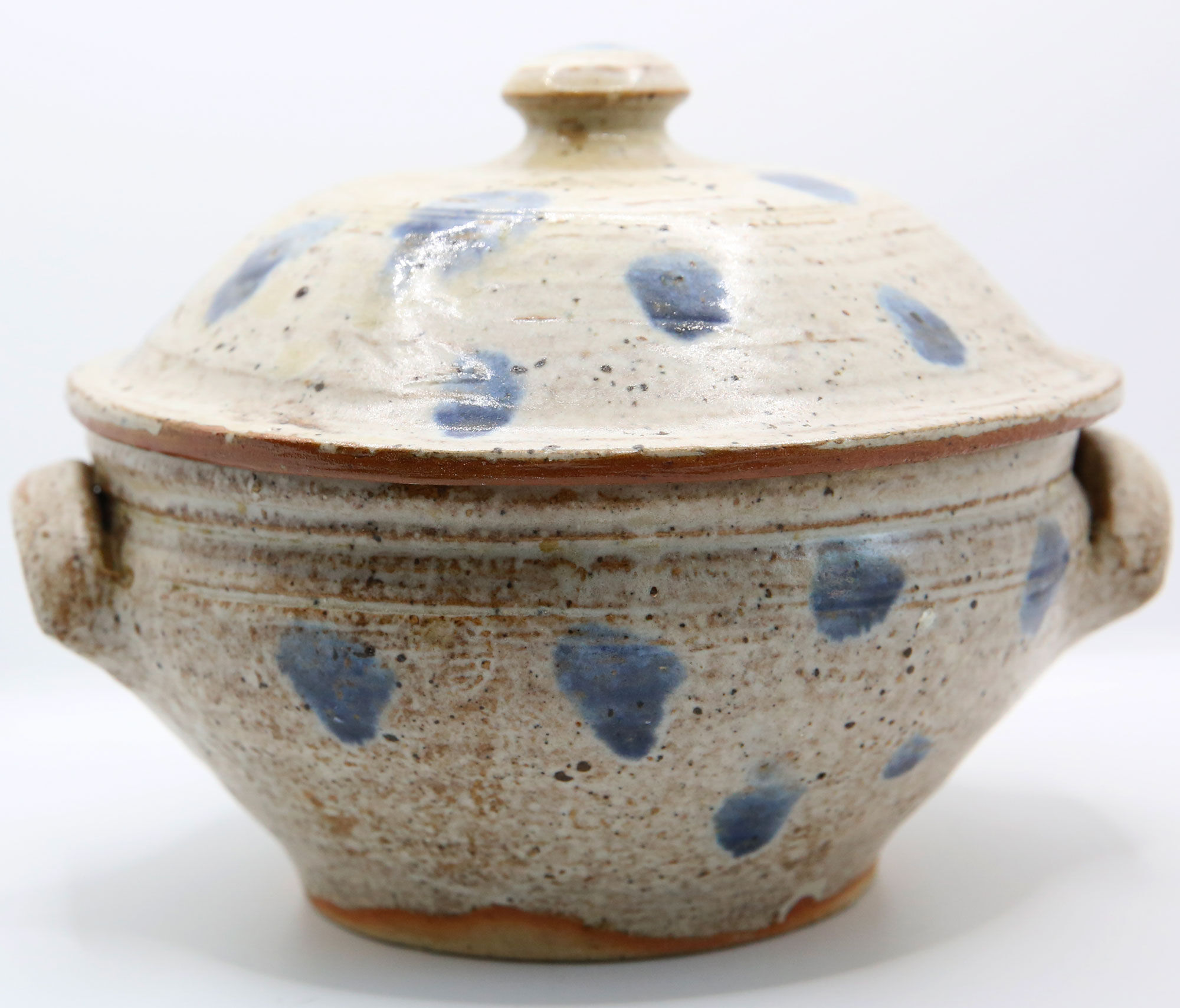 Bohemian soup tureen in gray sandstone and its blue spots