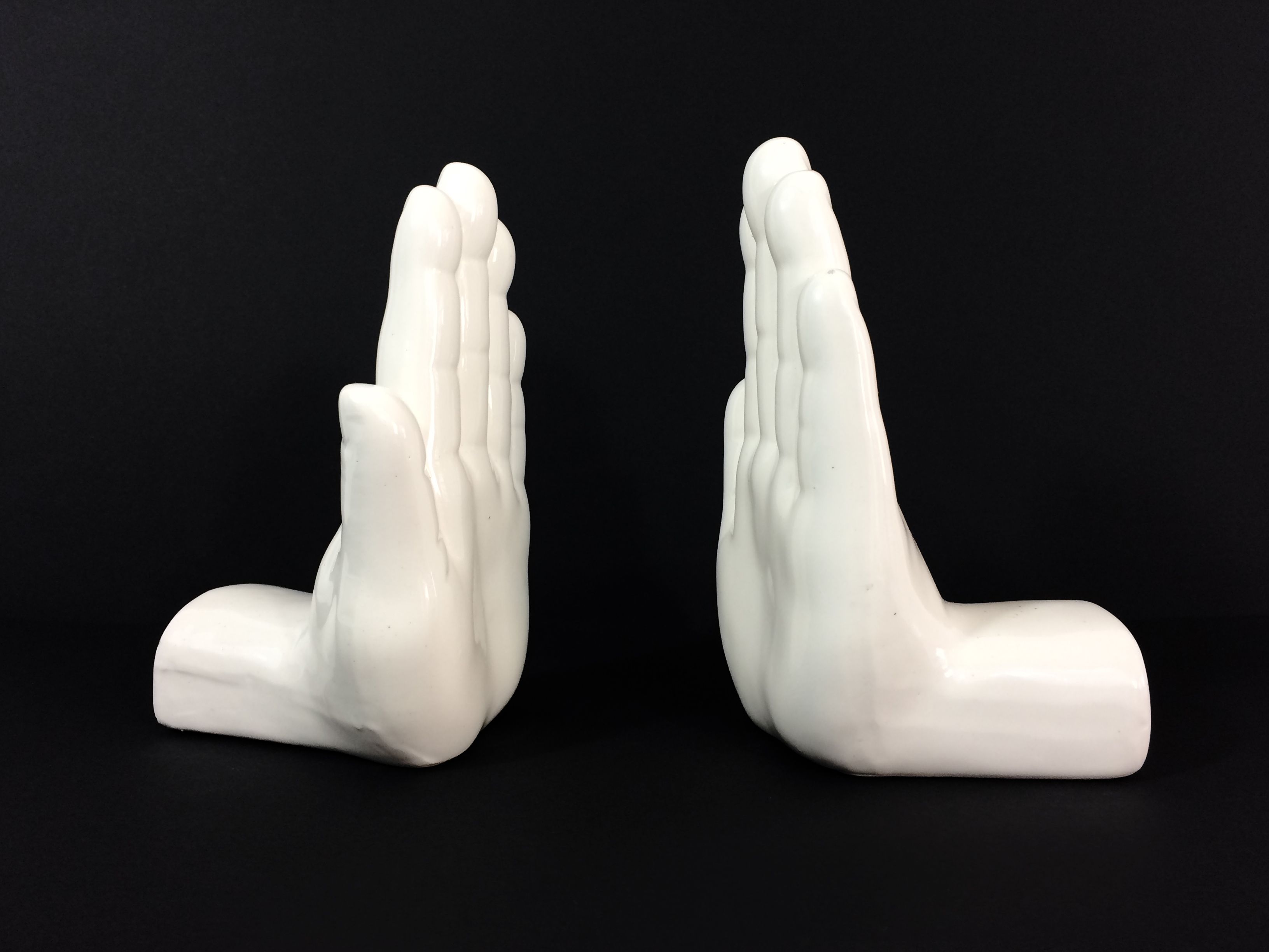 Pair of vintage bookends in white ceramic