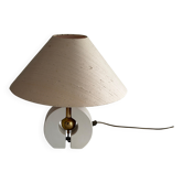 Wooden table lamp with fabric shade by Schröder & Co. Leuchten, 1960, Germany.