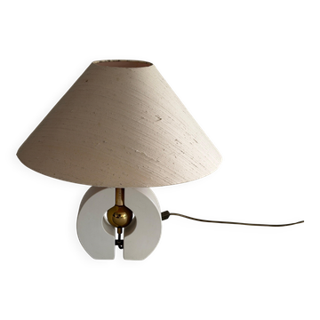 Lampe de table en bois et abat-jour en tissu par Schröder & Co. Leuchten, 1960, Allemagne