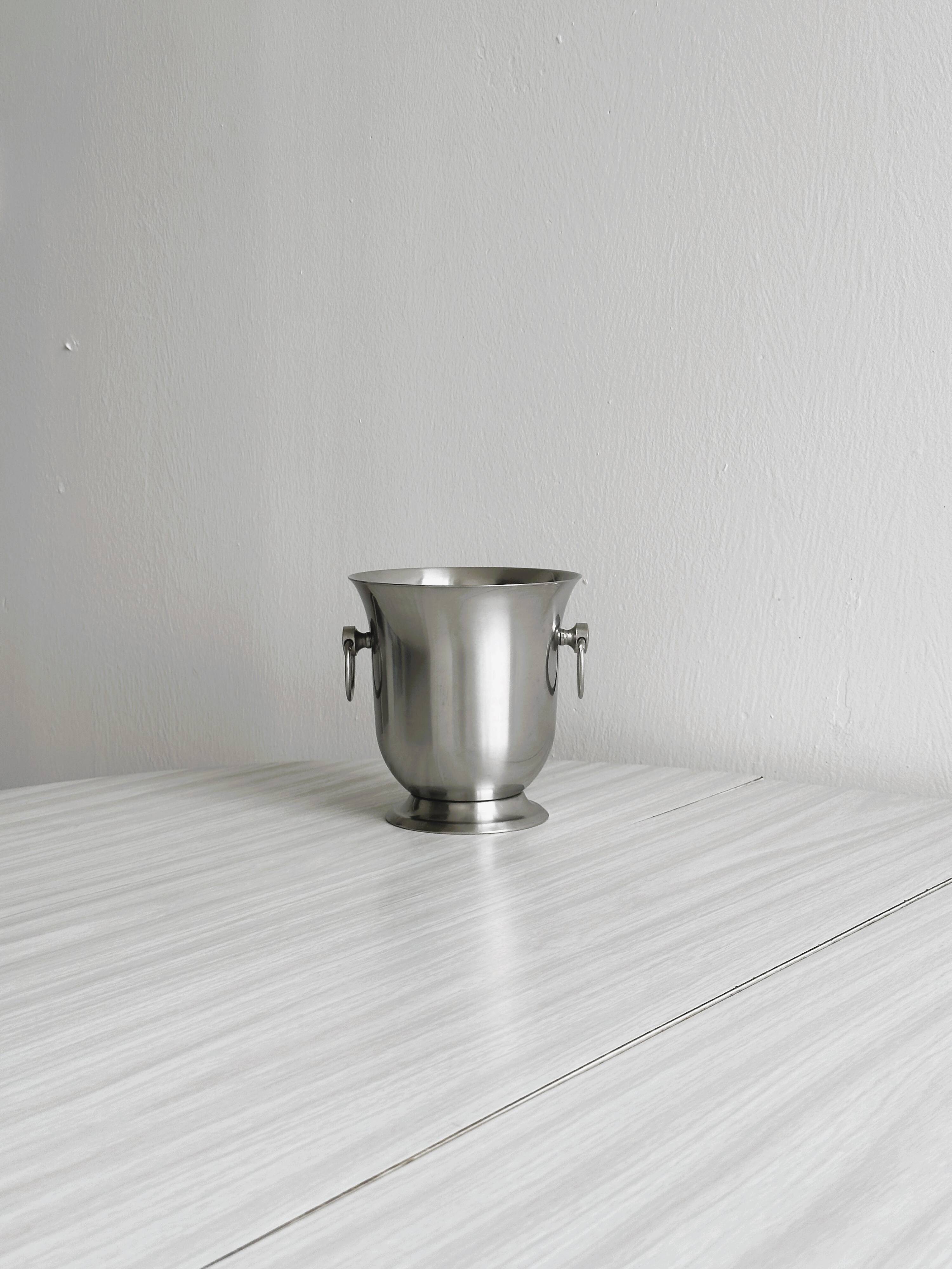 Matte silver metal ice bucket