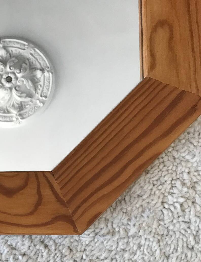 Miroir octogonal en pin, années 1980