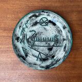 Mid-Century Handmade Ceramic Wall Plate with Viking Patterns from Arol, Norway, 1960s