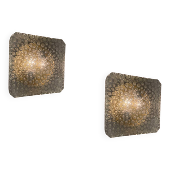Mid Century Bubble Hustadt Crystal Glass Sconces Set of 2