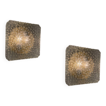 Mid Century Bubble Hustadt Appliques en verre cristal Ensemble de 2