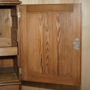Antique Victorian pine governess buffet with sliding shelf.