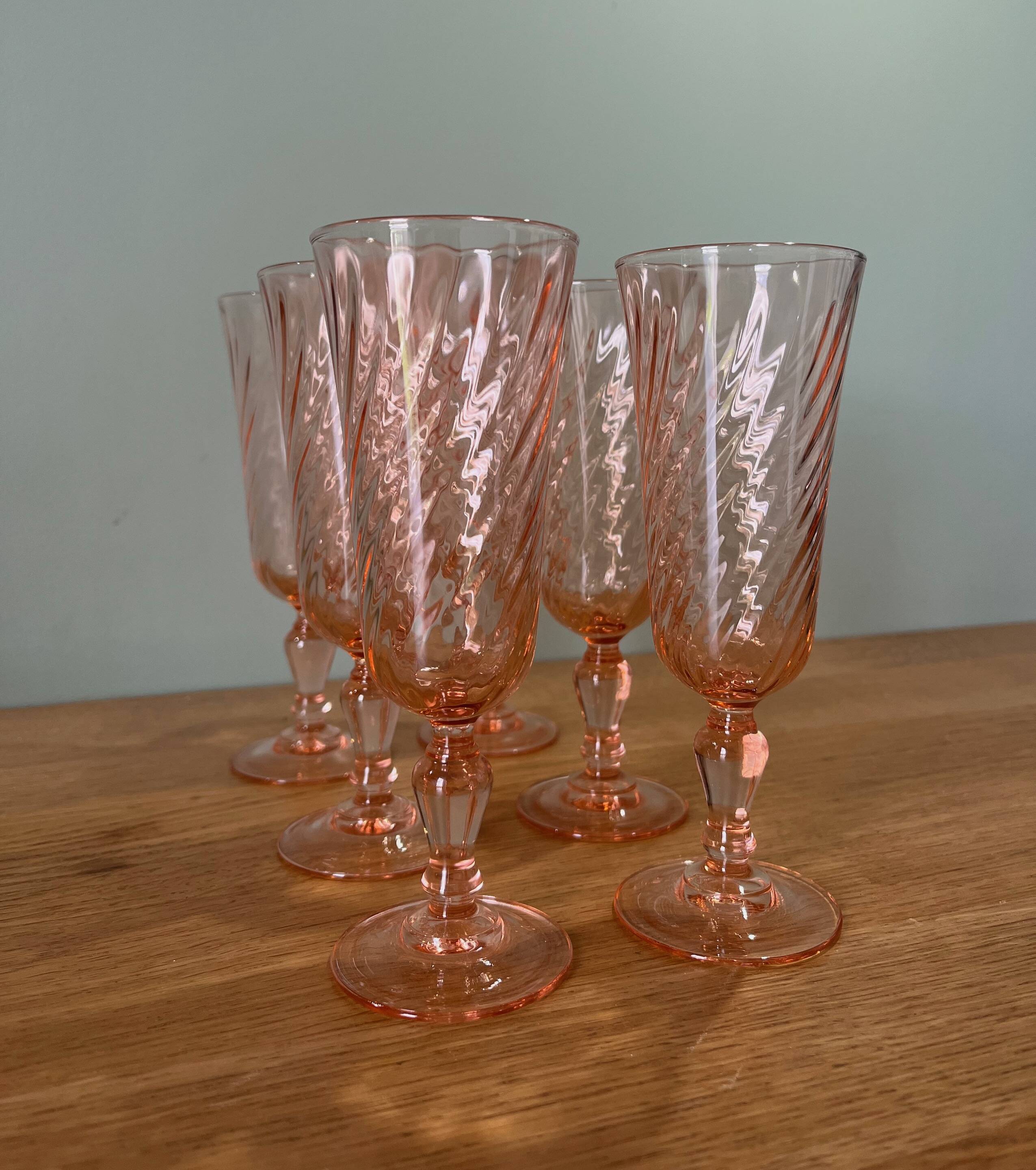 6 Rosaline Twisted Pink Champagne Flutes