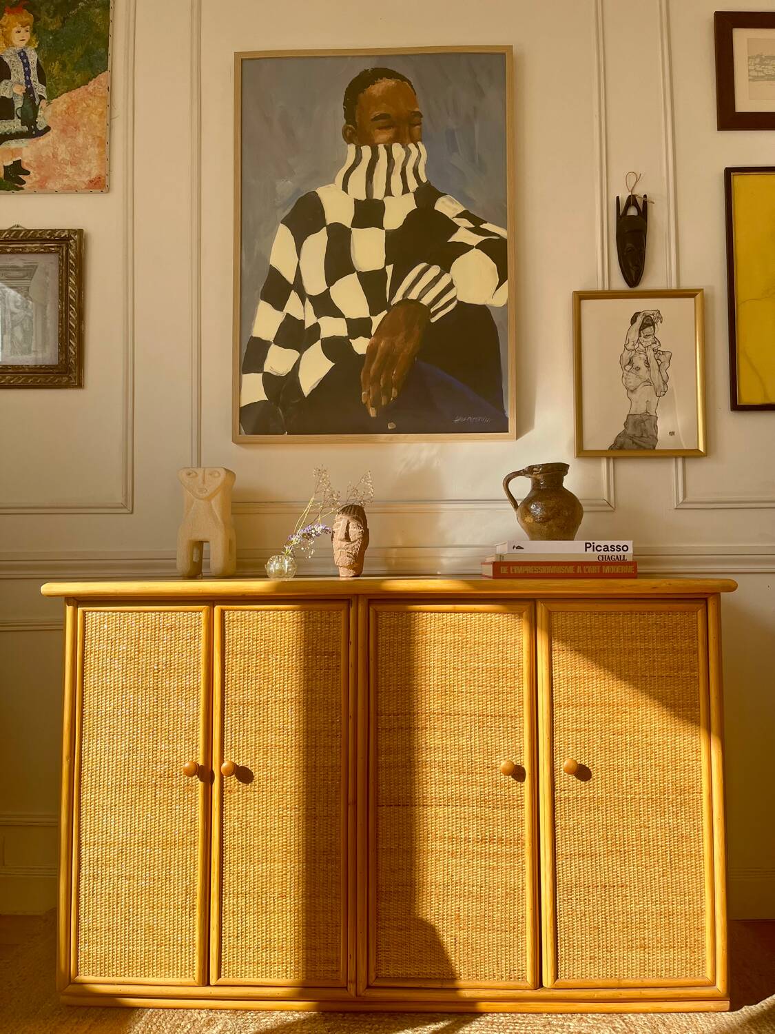 Vintage bamboo and rattan sideboard