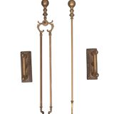 Antique Brass Fireplace Tools 19th Century