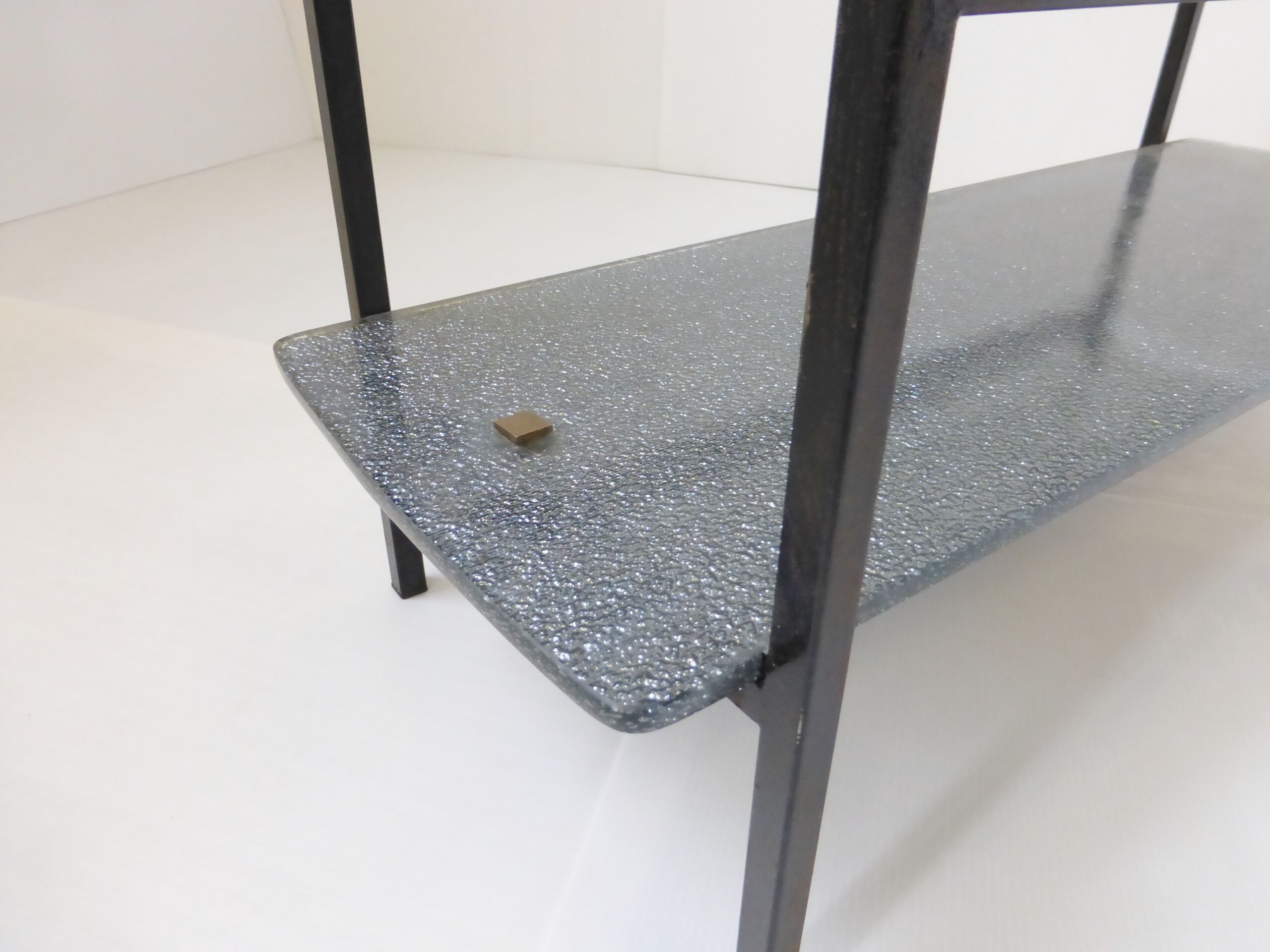 Table low 1950 metal double glass vintage 50's rockabilly coffee table