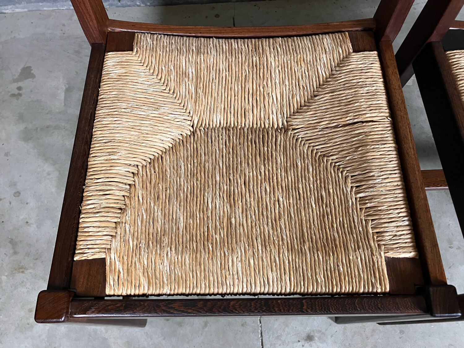 6 chairs rush Wenge Brutalist Mid Century