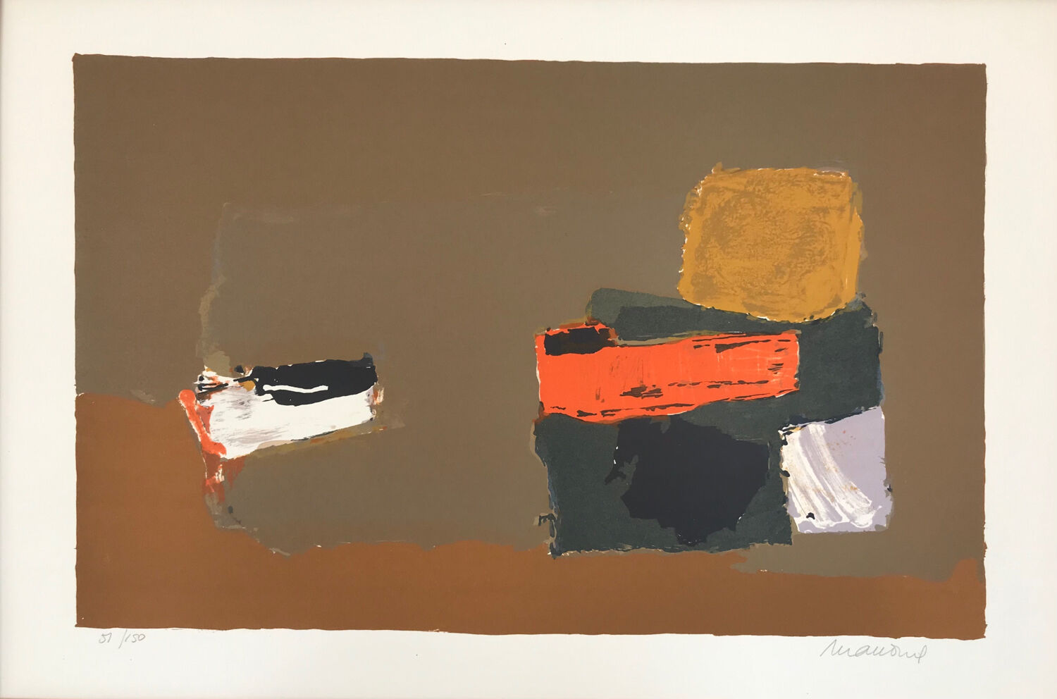 Original lithograph signed and framed by Henri MAUDUIT, 1917-2006.