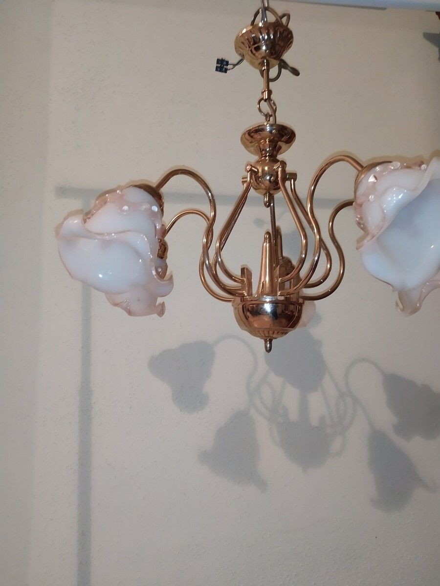 Glossy tulip swan collar chandelier with 5 golden arms