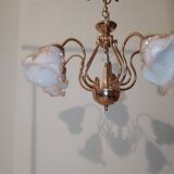 Glossy tulip swan collar chandelier with 5 golden arms