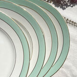 6 assiettes plates badonviller en faïence blanche verte dorée