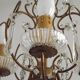 Vintage French 4 Arm Gilded Metal Cage Chandelier Beads Clear Murano Drops