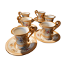 Set of 6 mocha cups and saucers in old Paris porcelain