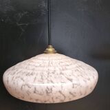 2 speckled pink opaline pendant lights