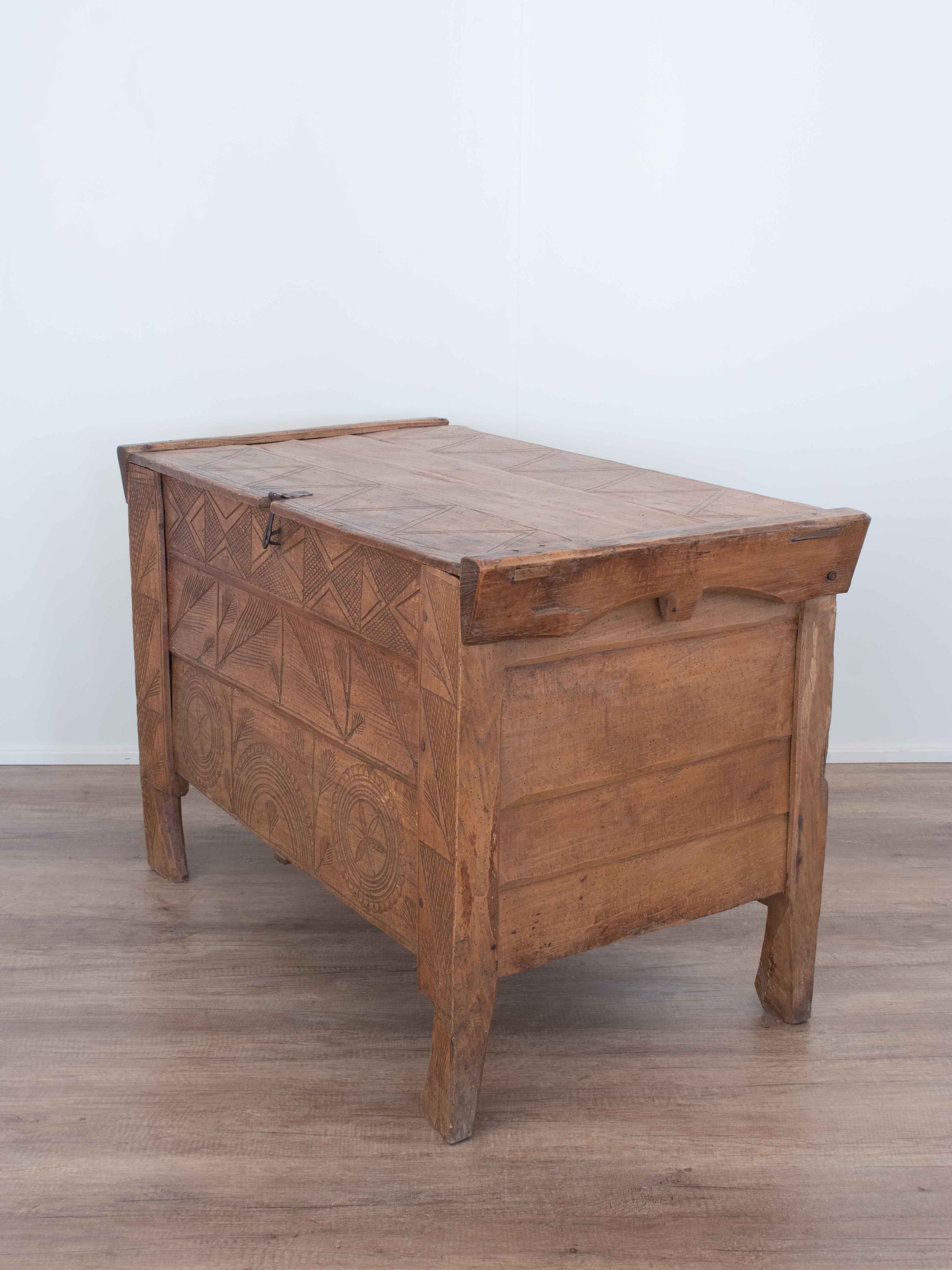 Antique Hand-Crafted Beech Trunk