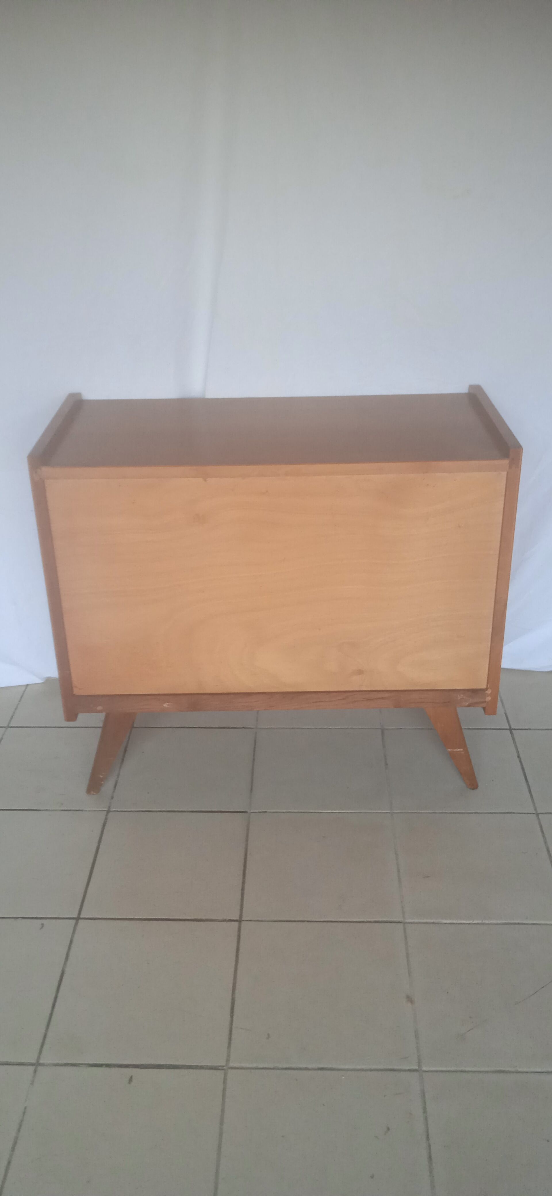 Vintage wood and rattan chest of drawers