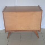 Vintage wood and rattan chest of drawers