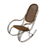 Vintage brass curved wooden rocking chair