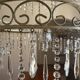 Patinated iron chandelier with pendants, romantic / shabby chic style.
