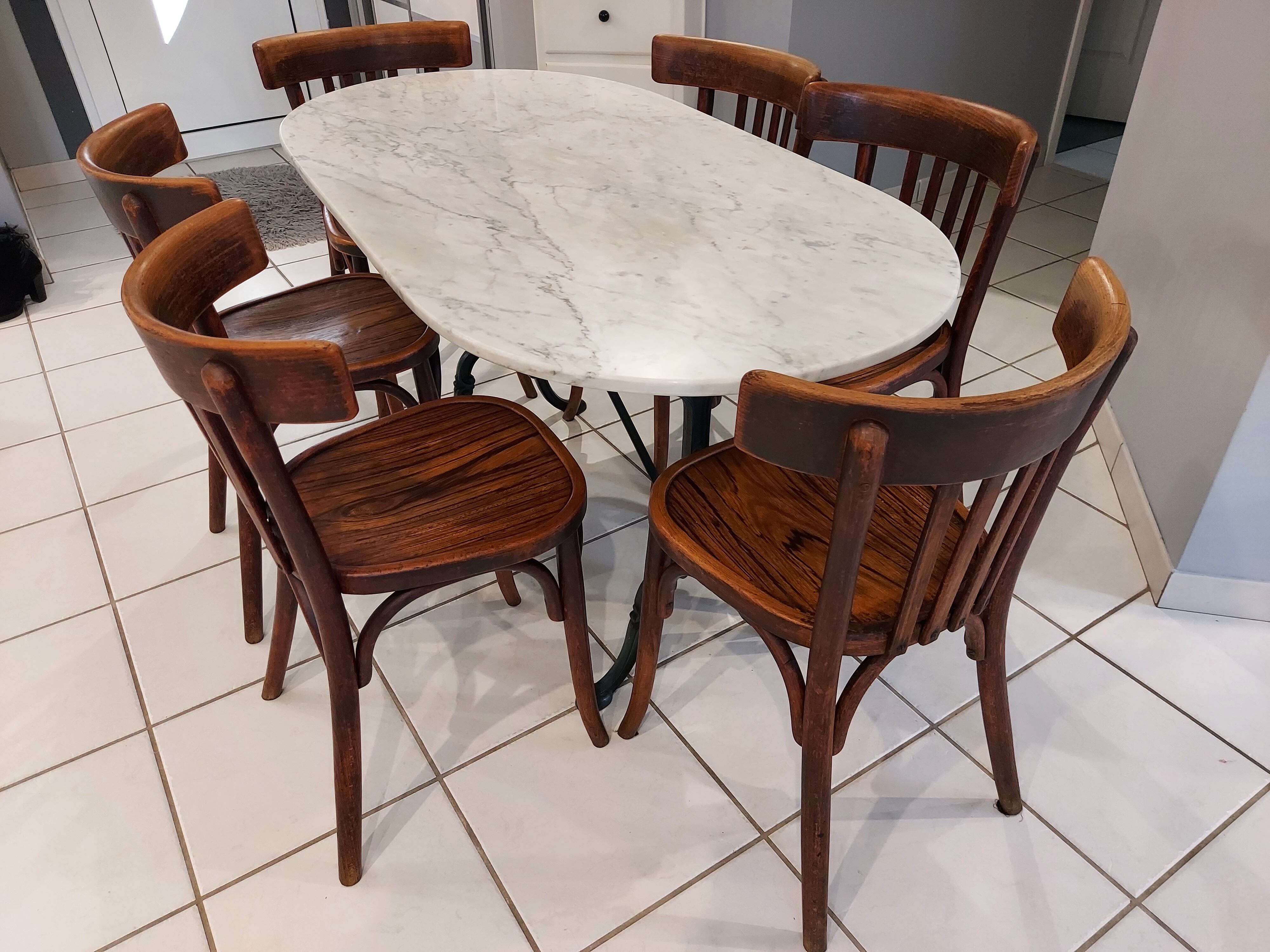 Bistrot marble Godin vintage 1960s table