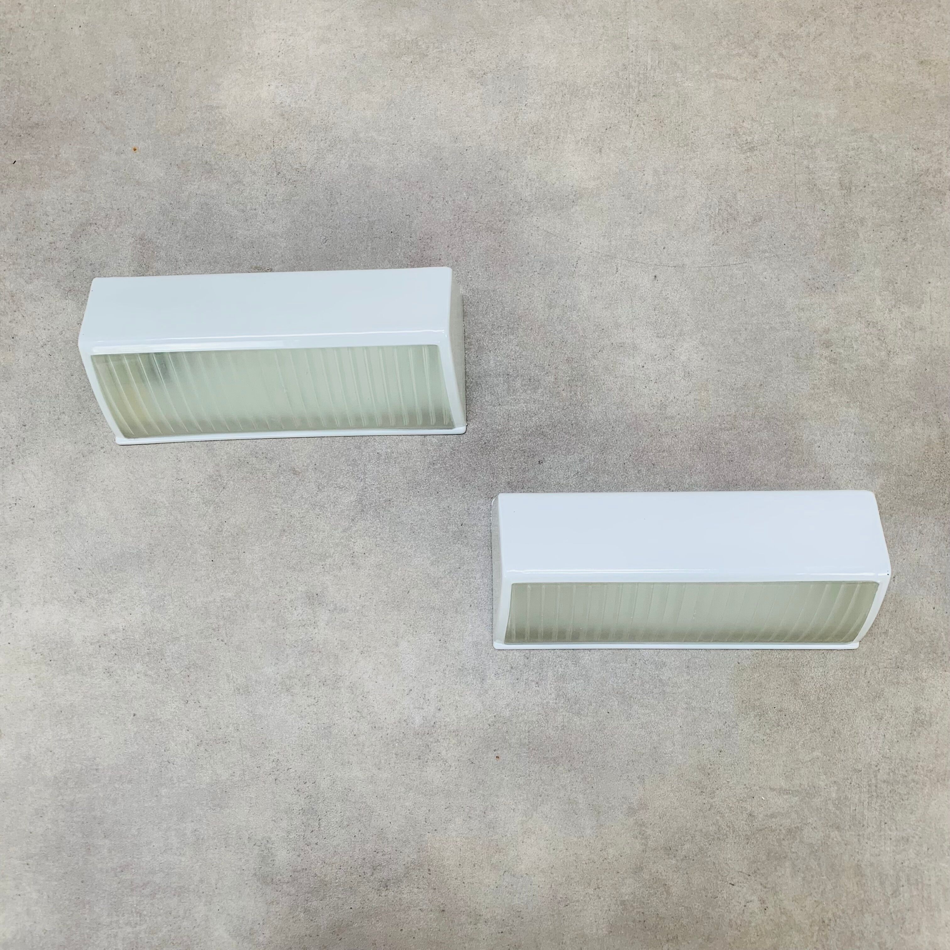 Pair of Holophane Prismopal wall lights, 50s design