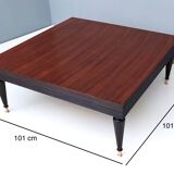 Vintage square black walnut coffee table
