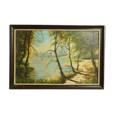 Landscape oil on wood framed C.Peyron