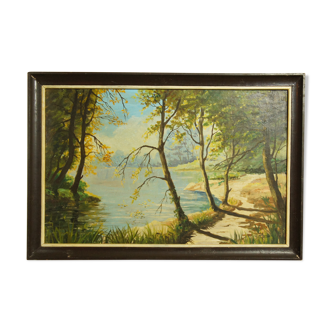 Landscape oil on wood framed C.Peyron