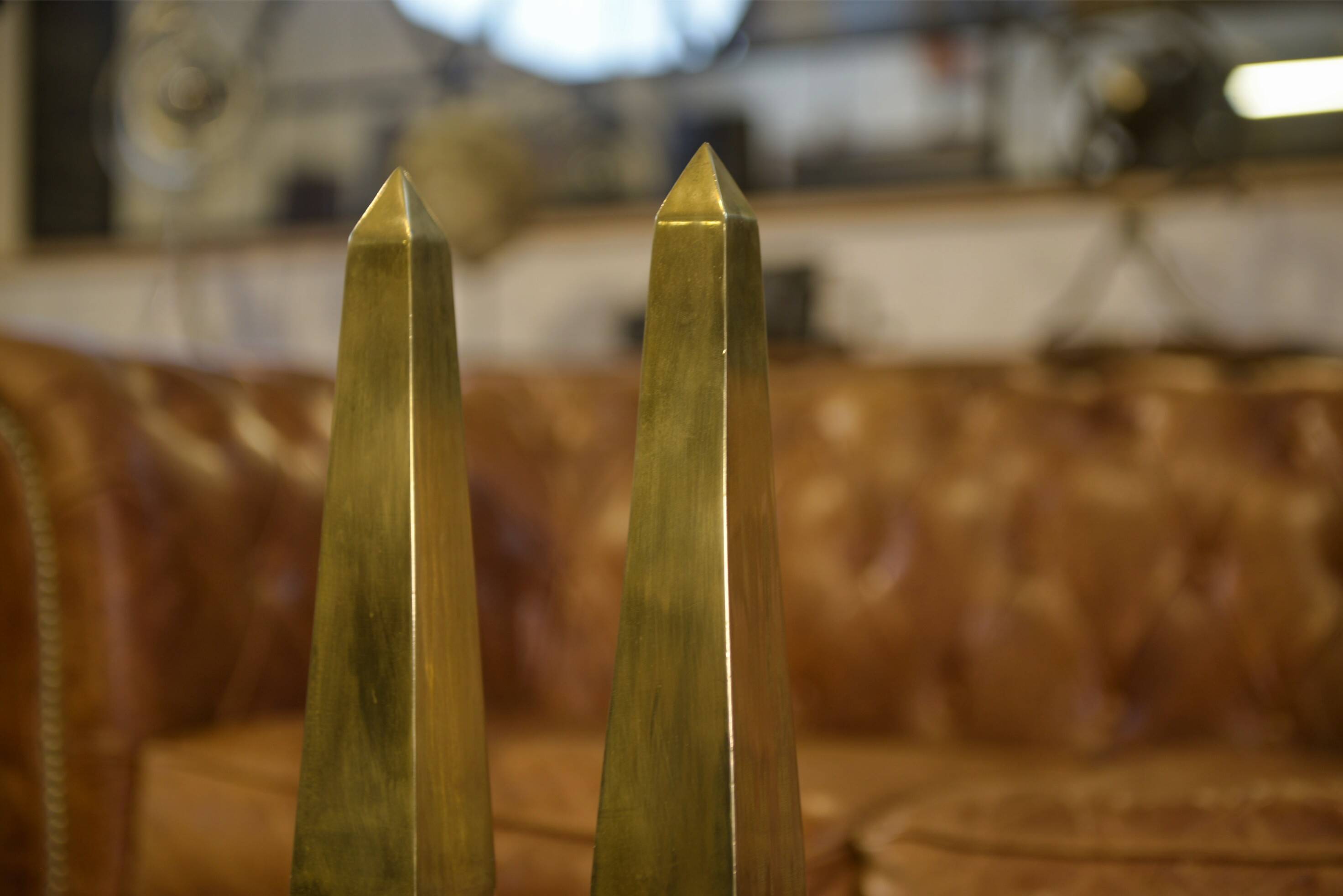 Pair of brass obelisks 1960s