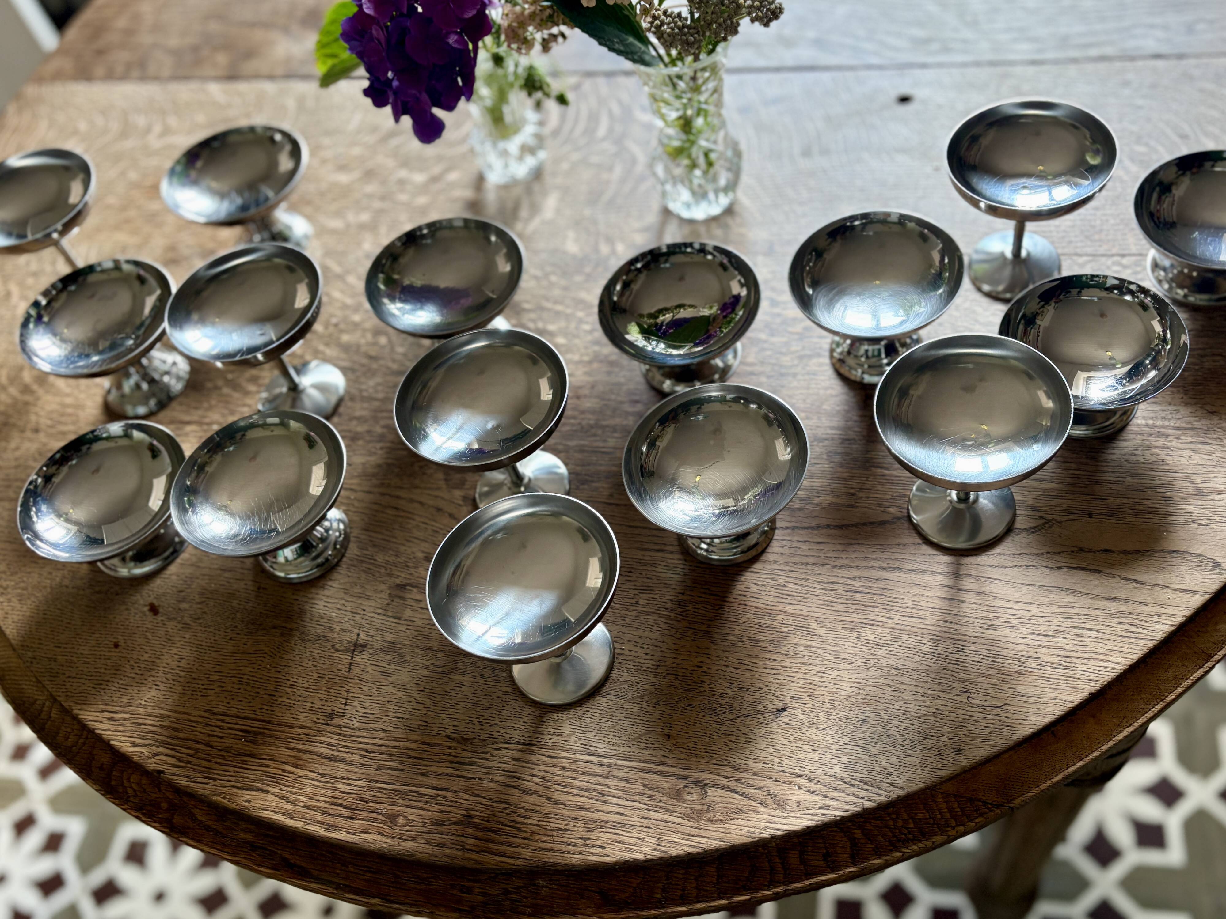 Set of 16 vintage stainless steel dessert cups