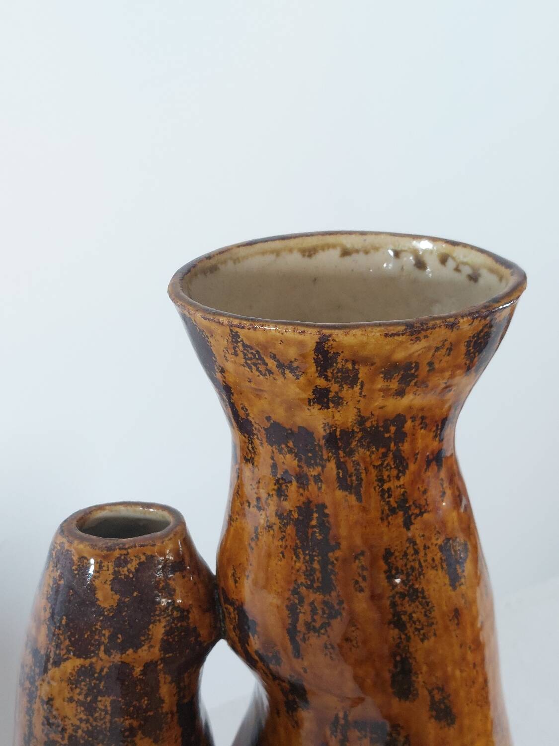 Vintage brutalist ceramic twin vase