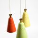 Beautiful large original mid-century 3-arm colorful bag ceiling lamp
