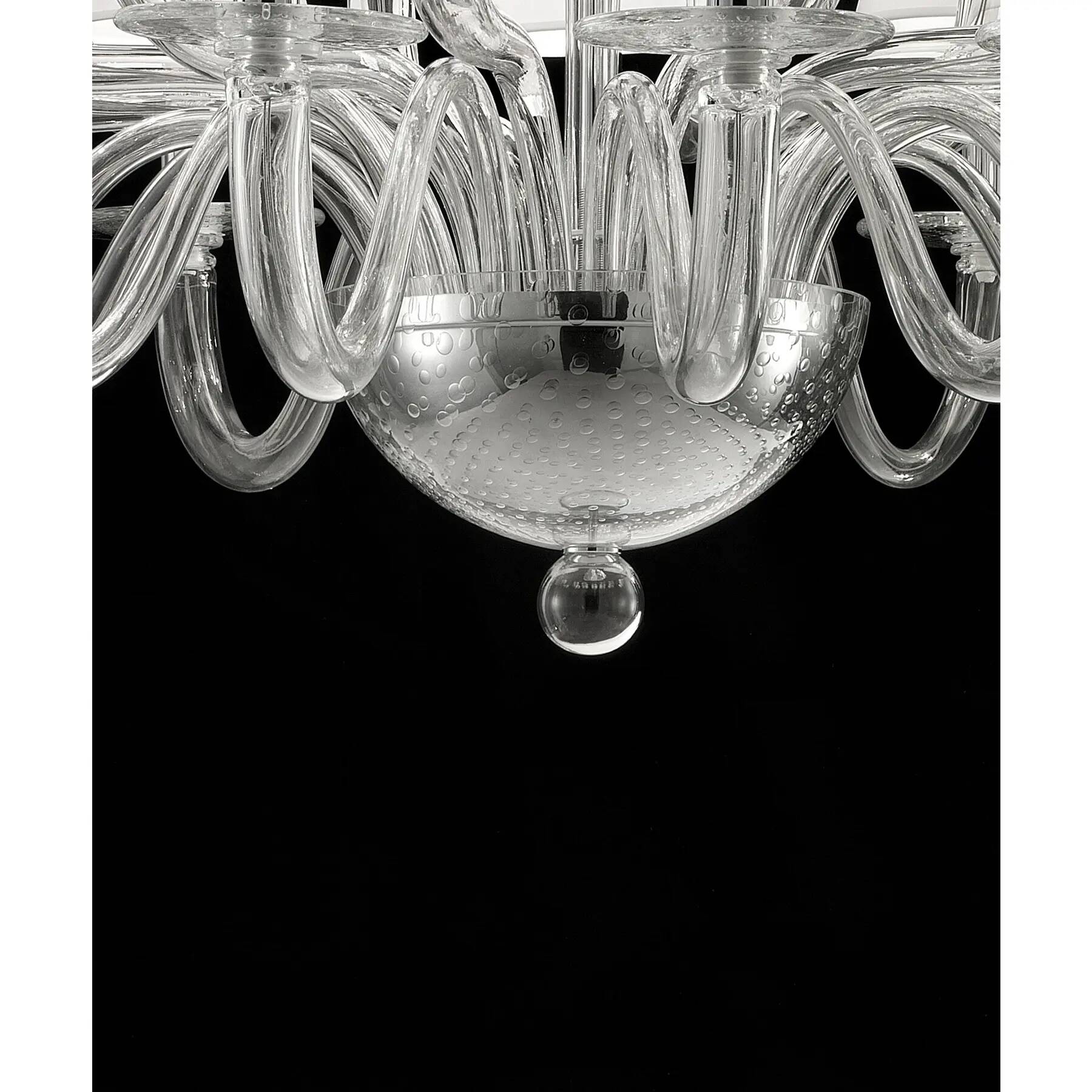 Oversized Modern Murano Glass Chandelier in Crystal Clear
