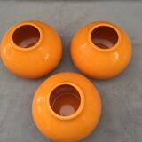 Set of 3 decorative balls ceramic earthenware orange art deco earthenware