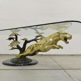 Panther table in bronze, brass and marble 1970