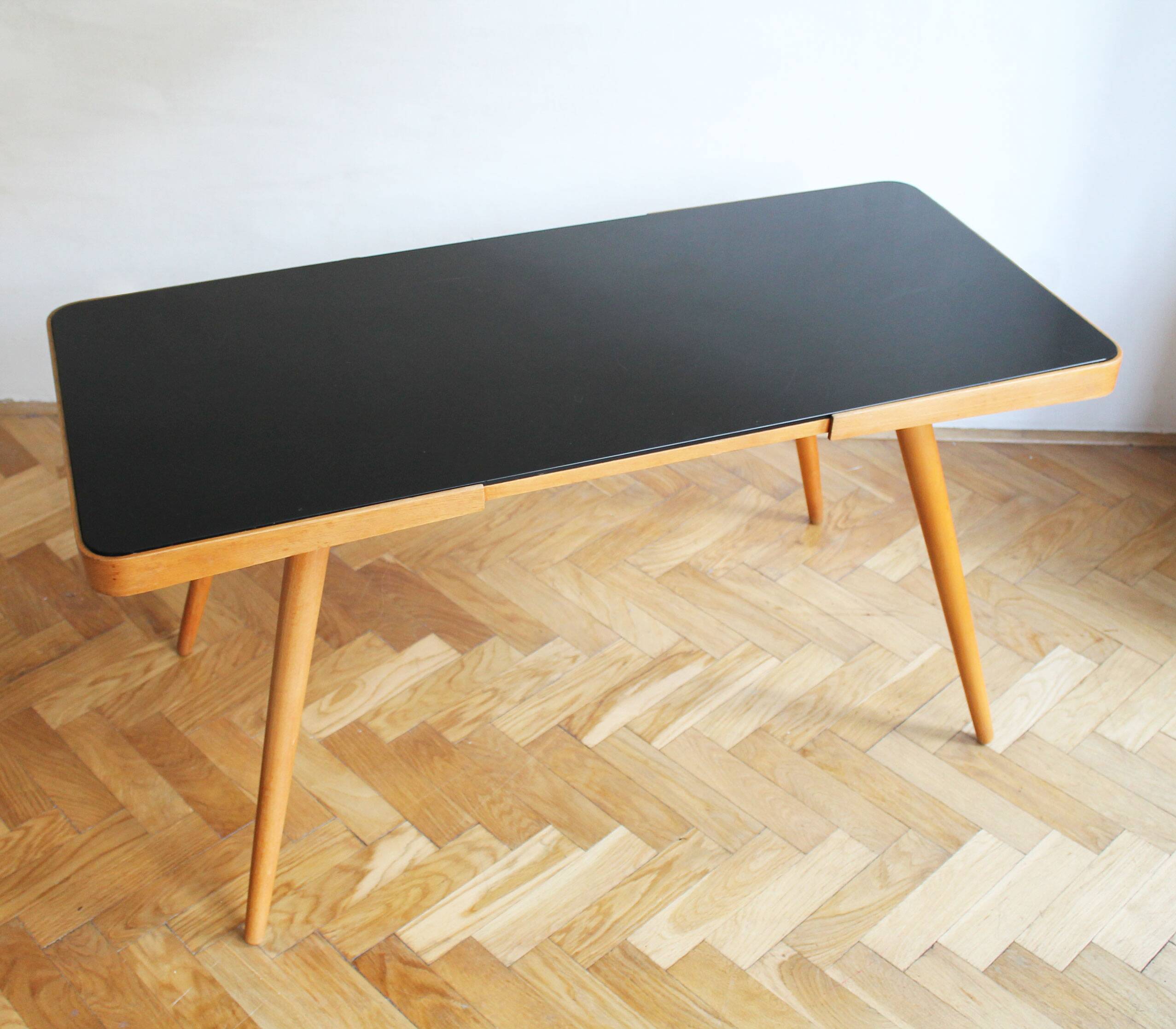 1960's Mid Century Coffee Table with a black opaxite glass by Jiri Jiroutek
