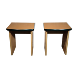 Paire de tables de chevet formica années 80