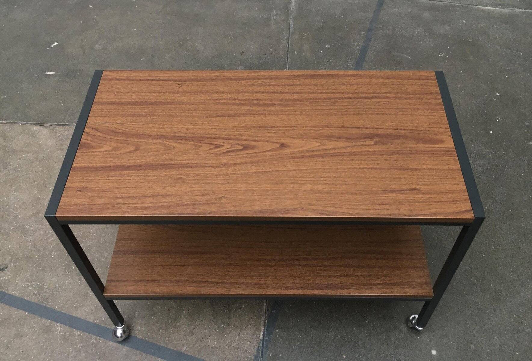 Chariot de bar minimaliste en teck du milieu du siècle
