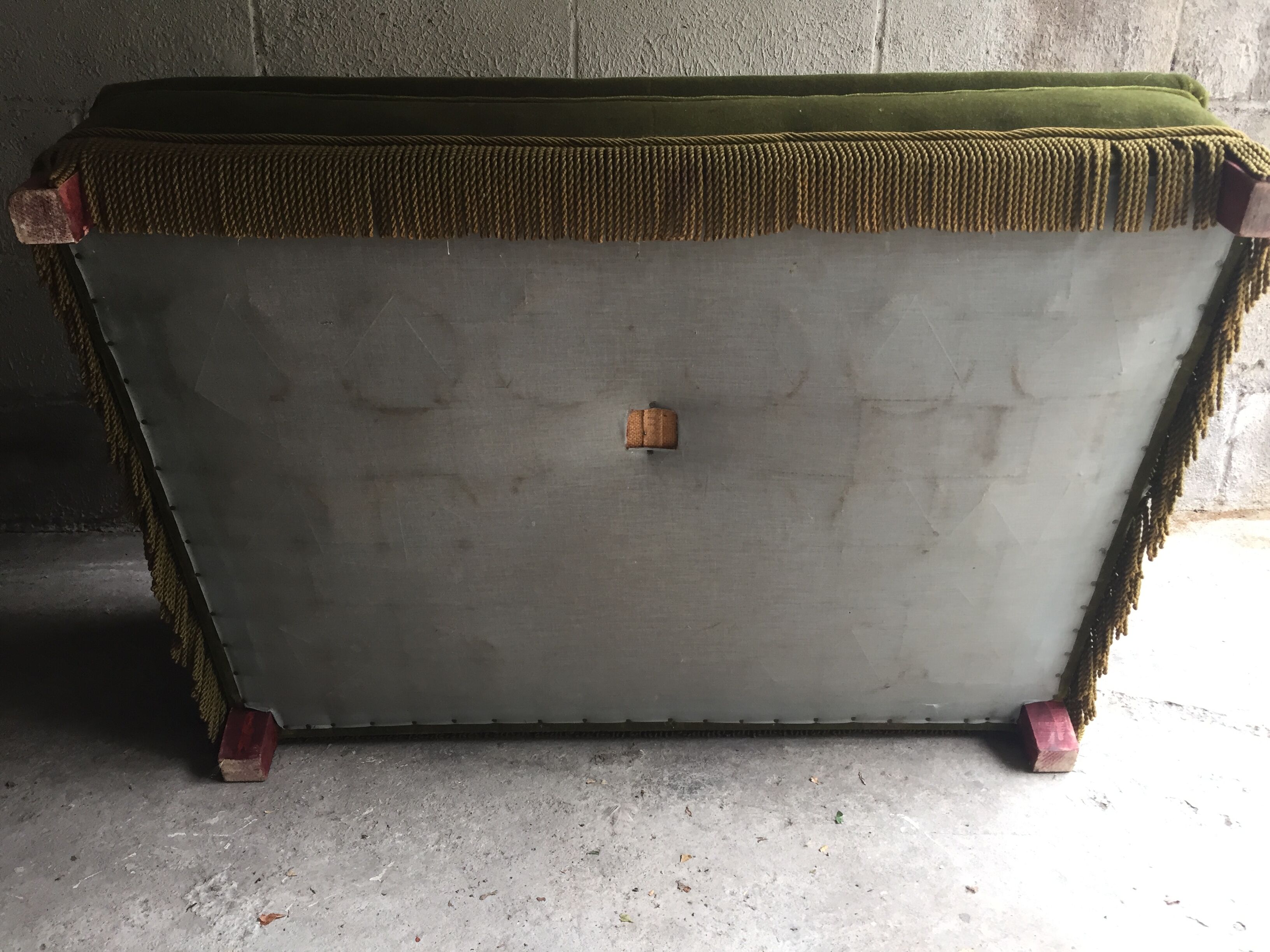 Vintage green velvet sofa