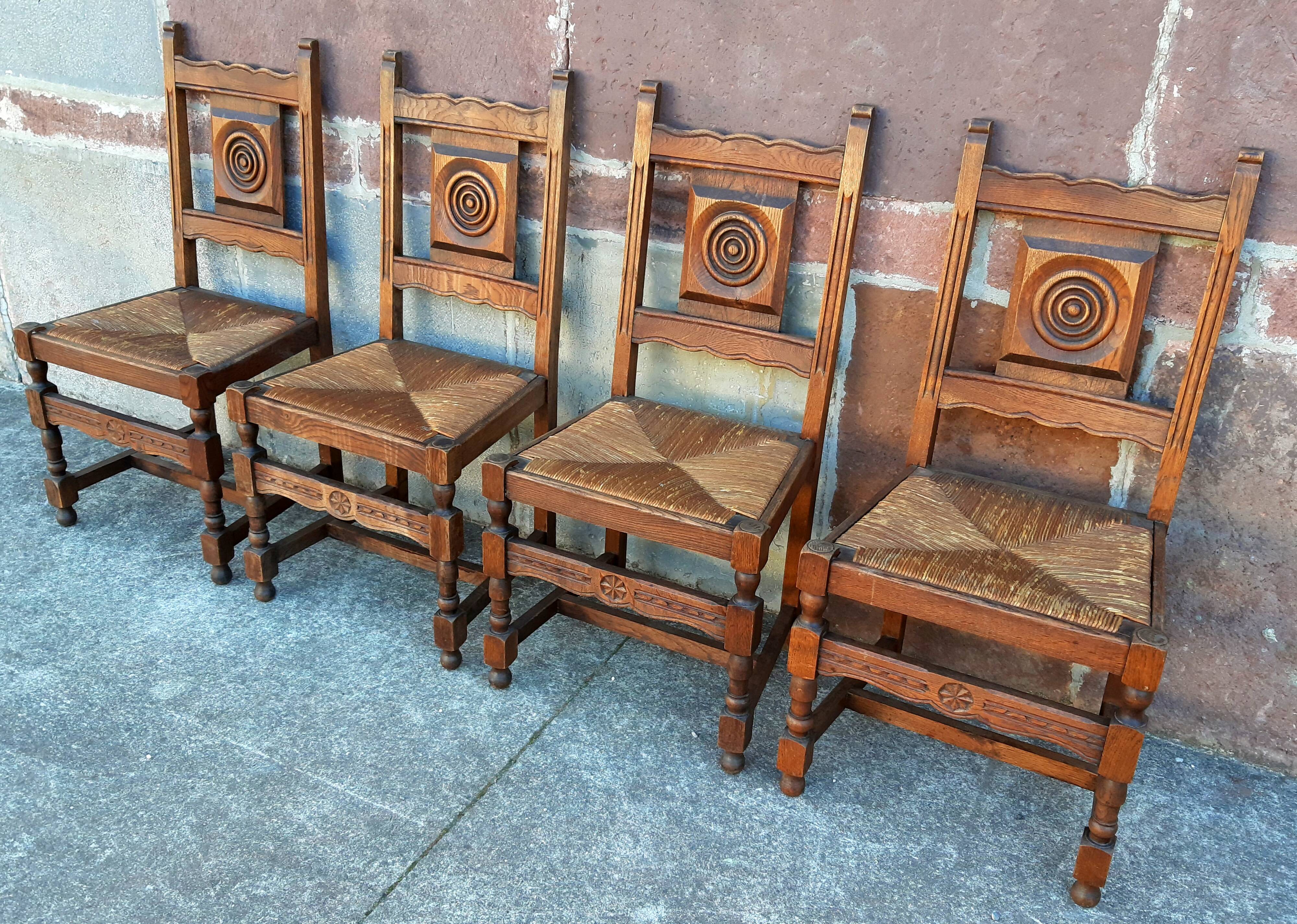 4 Basque oak chairs