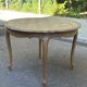 Round extendable dining table Louis XV stripped in solid oak 1950