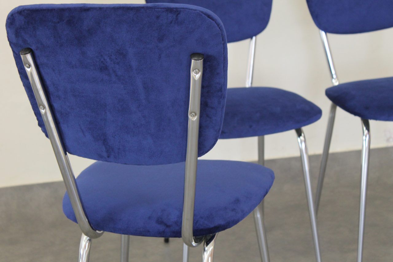 4 chairs 1960 formica velvet blue