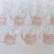 Lot vintage de 7 verres à vin des années 1980 en verre transparent avec pied rose à étages, par Bormioli (Italie)