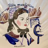 Hand-painted small maraîchine fruit cup signed by Henry Simon vintage