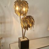 Lampe de table palmier en laiton vintage Maison Jansen, années 1970, France