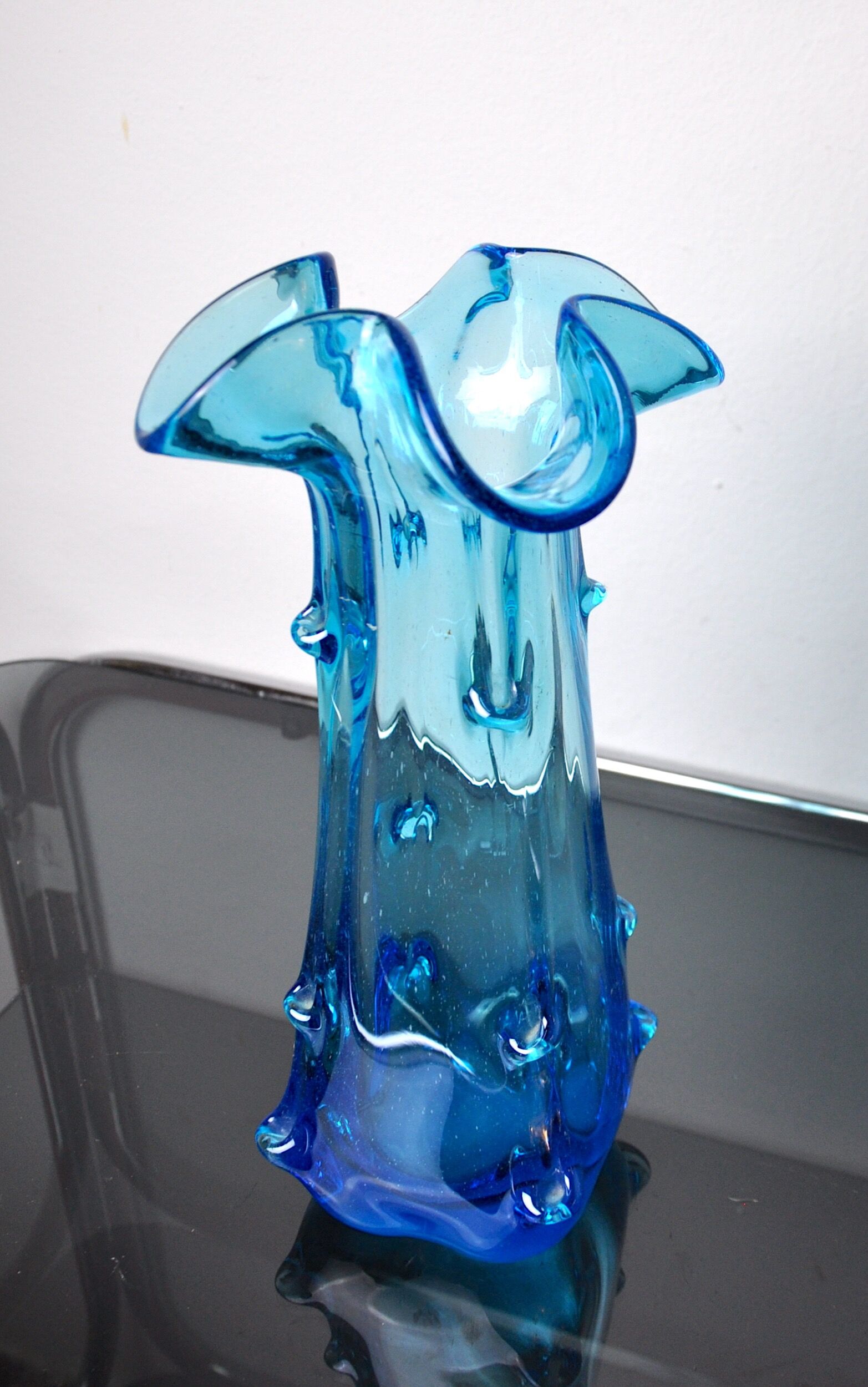 Blue seguso vase in murano glass, italy, 1970